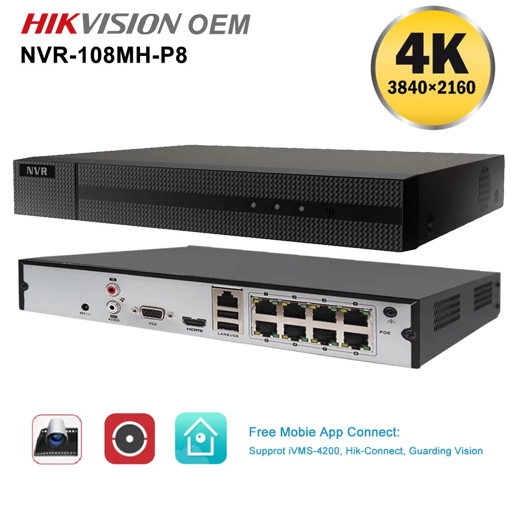 Günstig UniLook 4K 8MP NVR H.265 + 8CH POE Netzwerk Video Recorder ONVIF Bis Zu 6TB Hikvision OEM NVR Suppot IVMS4200 Hik-Verbinden APP