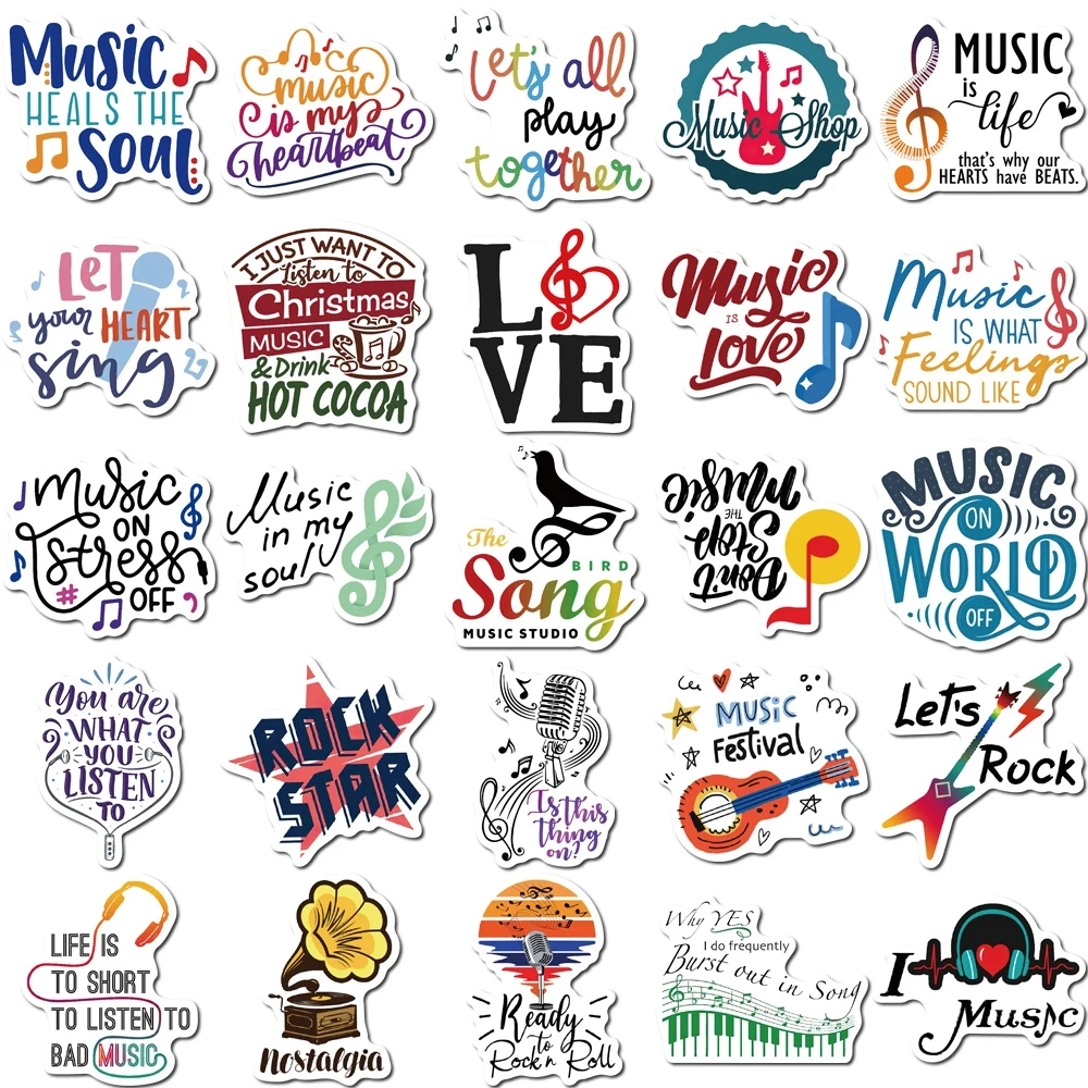 Музыкальные наклейки мотивационные водонепроницаемые для взрослых и детей