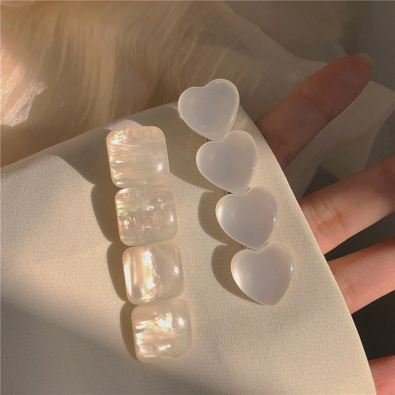 

2021 Fashion Simple Stone Hair Clips For Women Girls Headwear Bangs Clip Hairpin Imitation Shell Barrette Hair Accessories