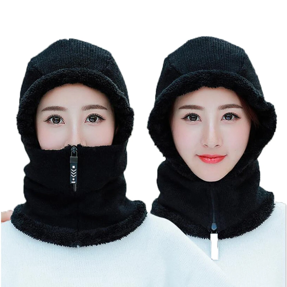 

Winter Hat For Women 2020 Women Winter Beanie Knitted Hat Face Cover Lady Warm Thick Cycling Beanies Female Collar Cap Sombrero