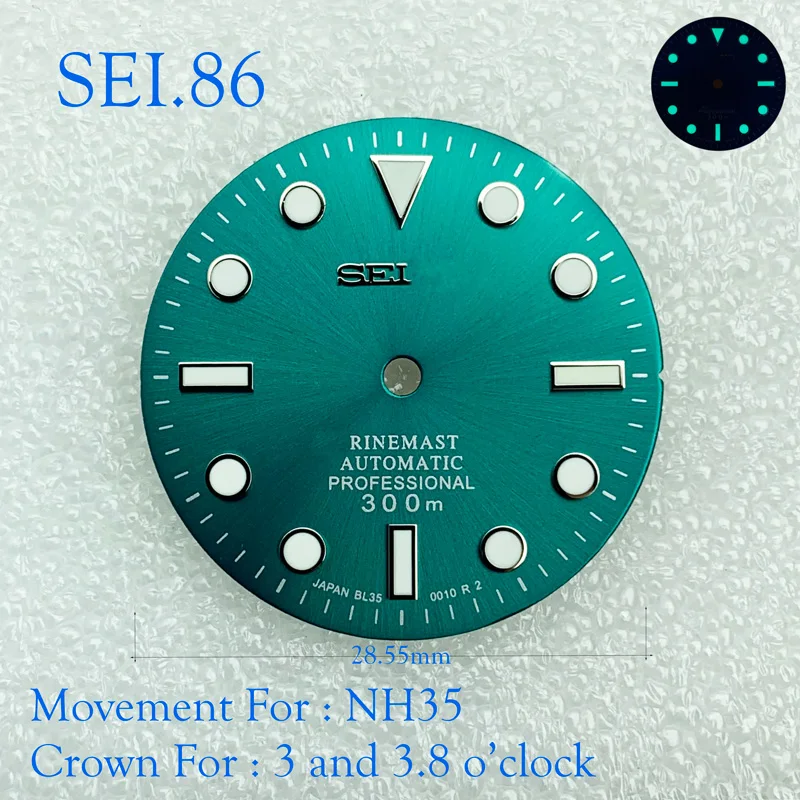 

NH35 New Modified Watch Literal C3 Luminous Dial Watch Dial SKX007 Small Millimeter 28.5mm Abalone NH35 Universal SEI.86