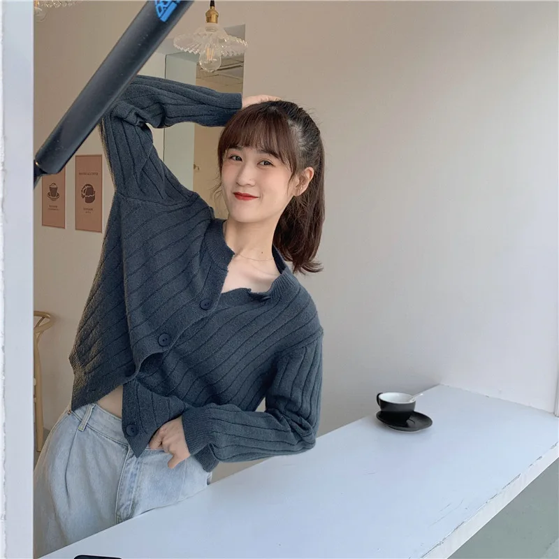 

Autumn Cardigan Sweater Women Winter Clothes O-neck Casual Loose Sweater One Size Female Short Coat
