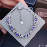 fine jewelry 925 sterling silver inset with natural gemstones womens luxury noble plant tanzanite hand catenary bracelet suppor