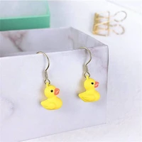 fashion creative super cute cartoon handmade little yellow duck resin earrings cute girl pendant gift earrings