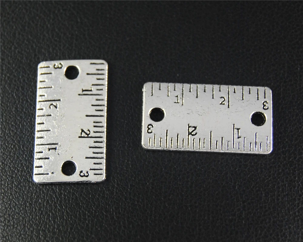 10 шт. Подвески школьные канцелярские принадлежности линейка серебро Цвет кулон