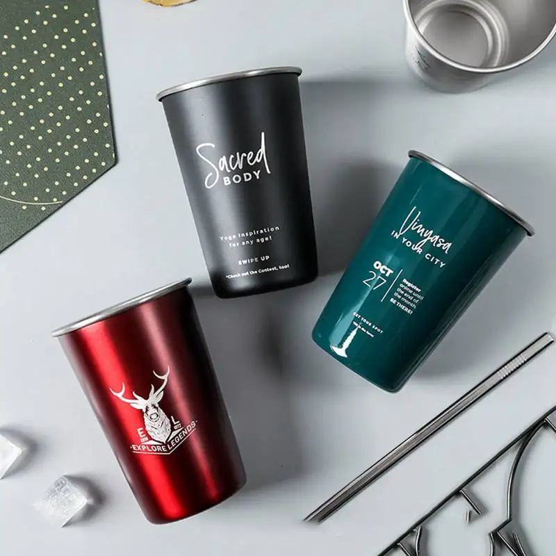 

Stainless Steel Cold Drink Cup Beer Coffee Milk Tea Cup Juice Anti-Water Cup 500ml