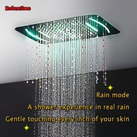 crystal quartz ceiling shower head rain spray mist concealed thermostatic shower panel bathroom mixer faucet bath massage jets