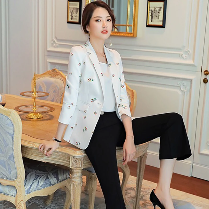 

2021 Spring summer new Korean version of the Slim fashion retro British style suit single piece OL Professional jacket female