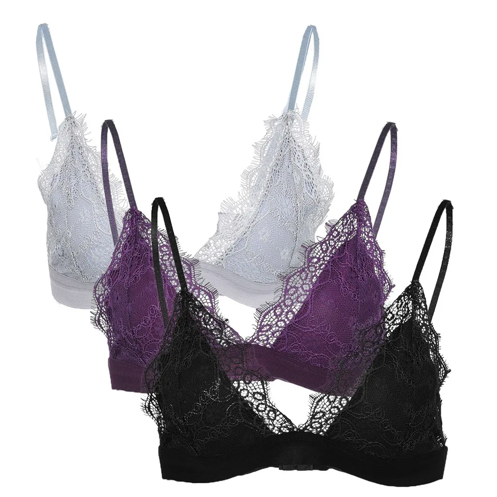 Бюстгальтер женский кружевной с V образным вырезом тонкий дышащий Бралетт