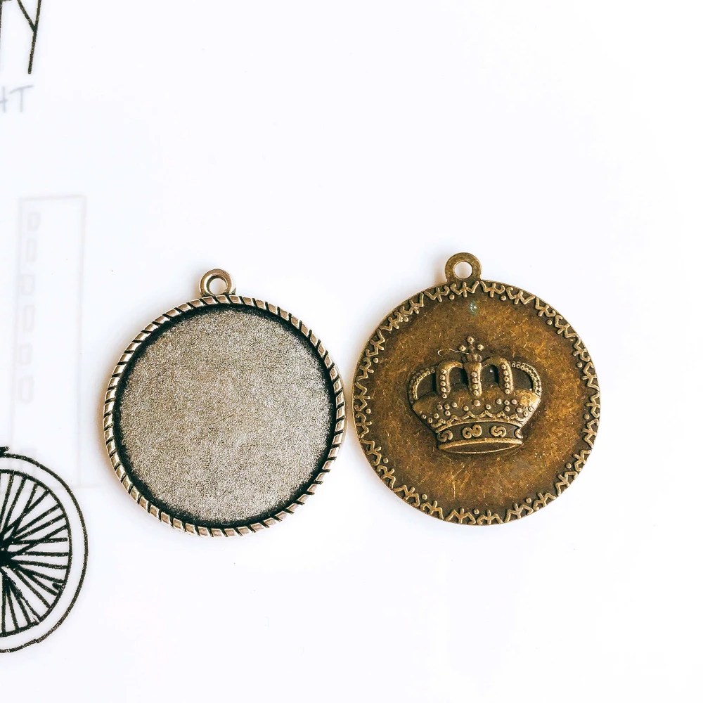 5 шт./лот 25 мм ожерелье с подвеской античный бронзовый серебристый цвет