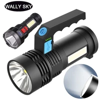 super bright led flashlight usb rechargeable powerful torch lamp with side light anti drop outdoor portable hand searchlight