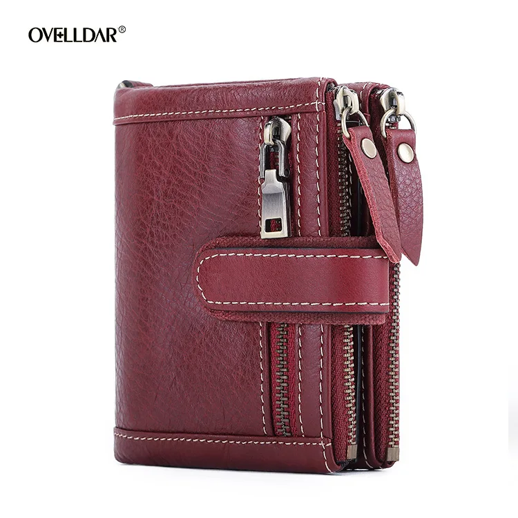 RFID Anti-theft Swipe Wallet Three Fold Multi-card Slot Crazy Horse Leather Men's Leather Wallet Coin Purse Card Holder