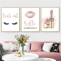 fashion makeup posters lipstick canvas painting eyelashes wall art print paintings for beauty salon decoration bedroom decor