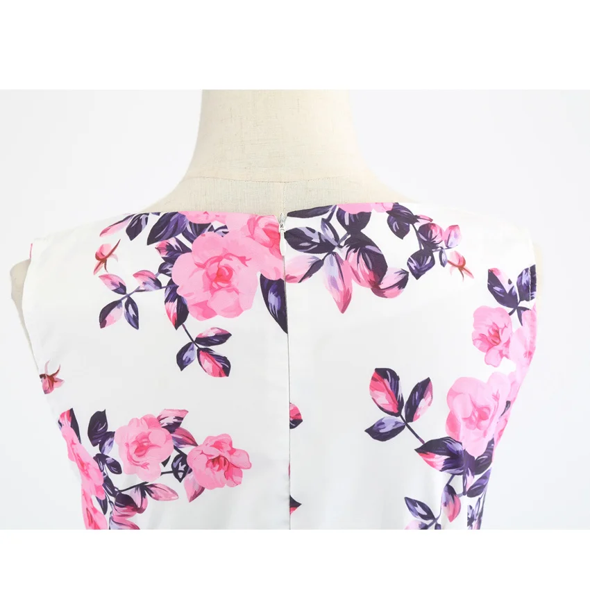 Женское винтажное платье миди с пышной юбкой синее цветочным принтом туника