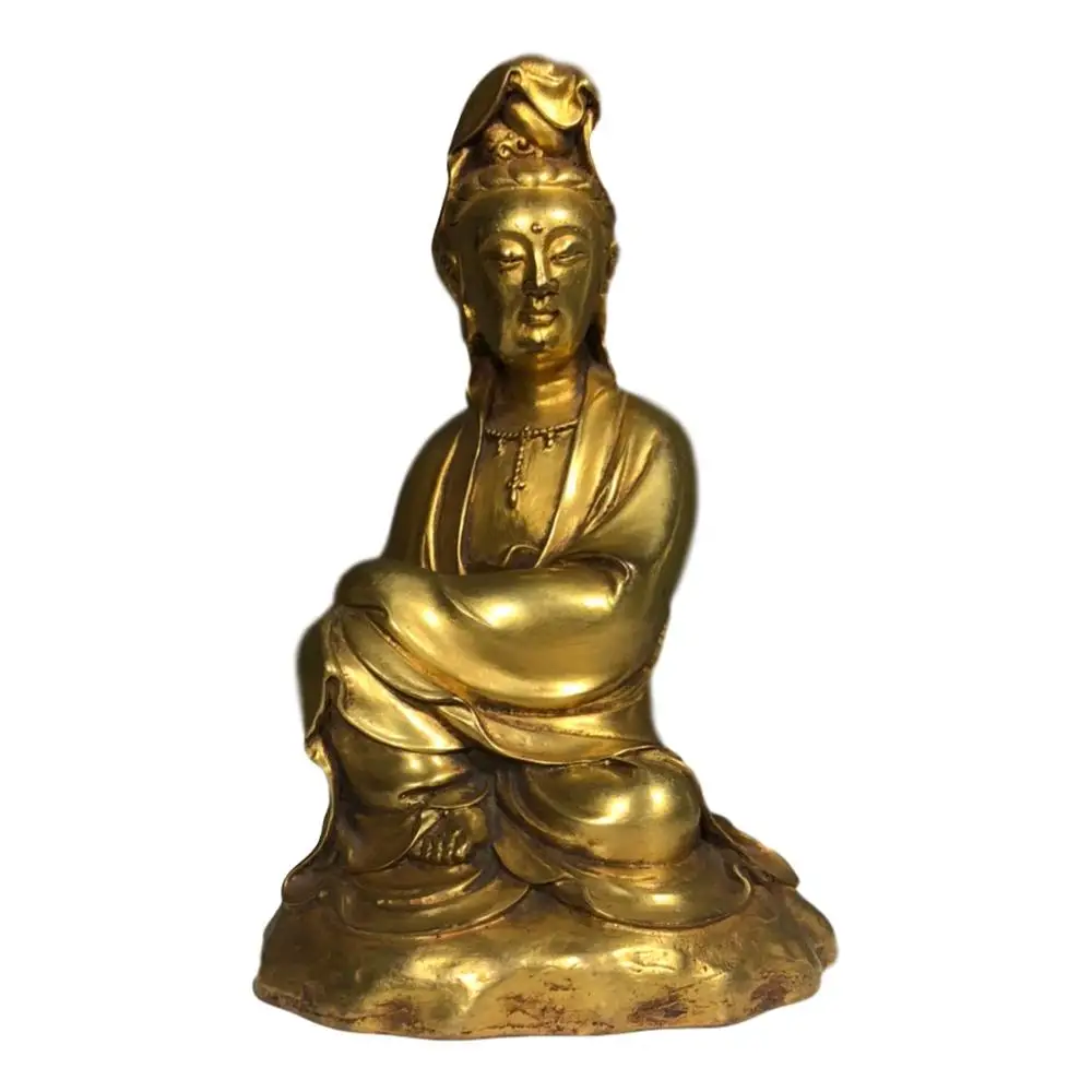 

LaoJunLu Red Copper Gilt Guanyin Imitation antique bronze masterpiece collection of solitary Chinese traditional style jewelry