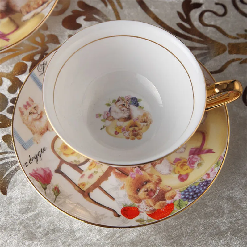 

Европейский роскошный костяной фарфор кофейная чашка и блюдце набор бытовой керамический цветок чайная чашка EA6BYD
