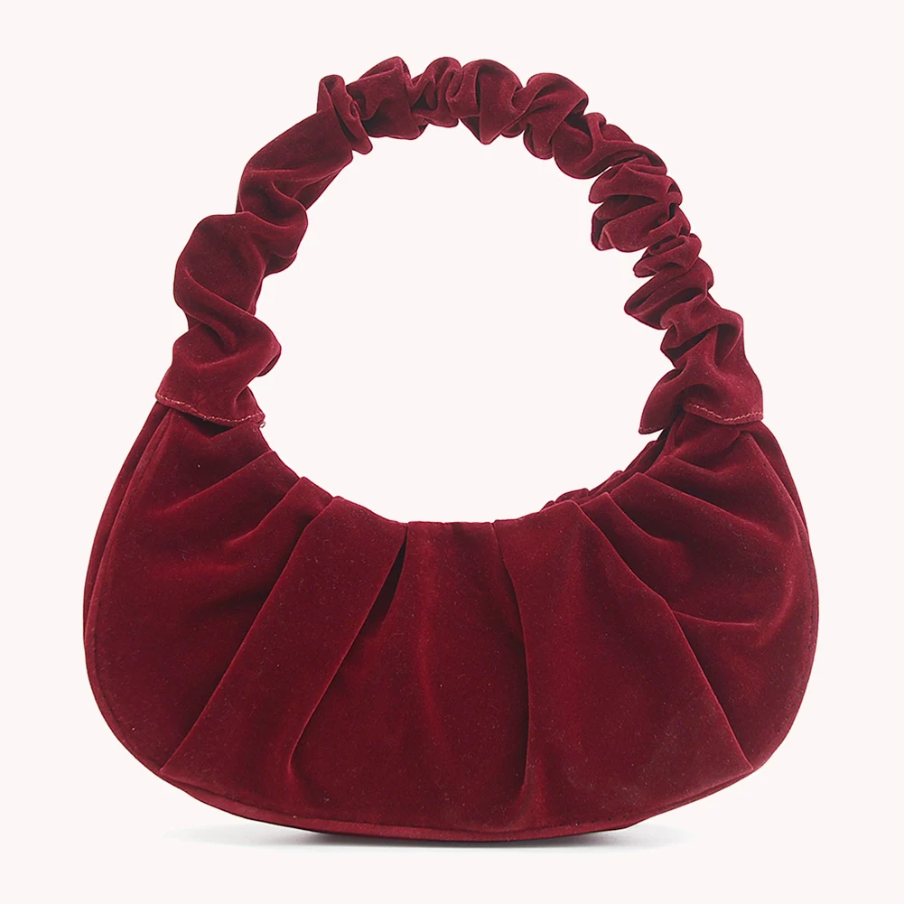 

Autumn Solid Female Handbag Pleated Dumpling Shoulder Bags Party Totes Wristlets Popular Simple Female Daily Bag