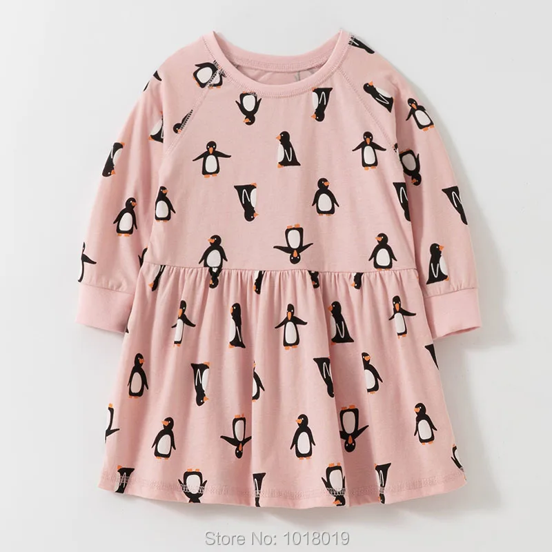 

Брендовое трикотажное Хлопковое платье для маленьких девочек, розовое цельнокроеное платье с длинным рукавом для девочек, топы с милыми пи...