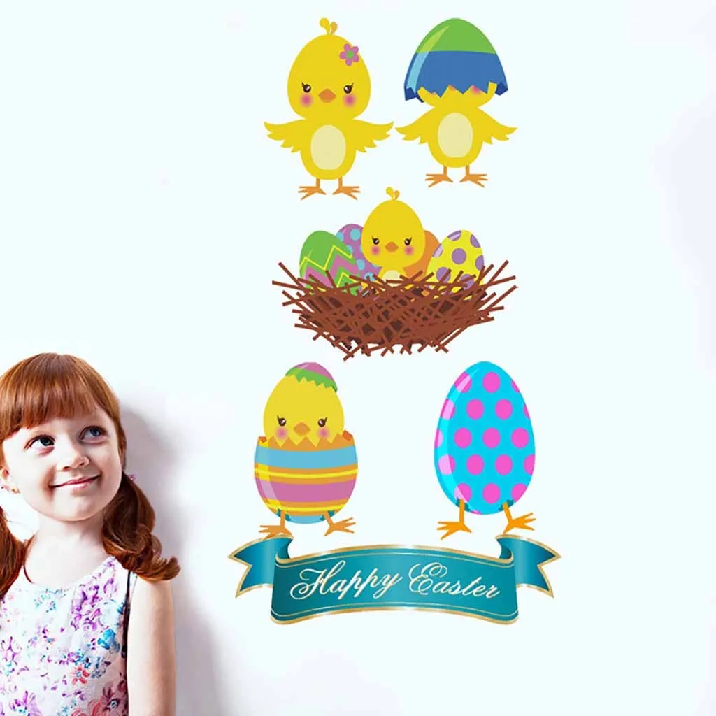 Милый мультяшный Пасхальный стикер на стену в виде кролика детские комнаты
