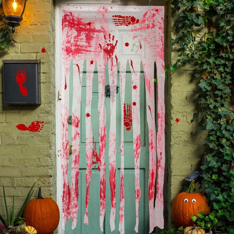 

Halloween Gauze Curtain Blood Cloth Used for Halloween House Horror Decoration Zombie Theme Party