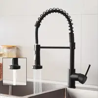 Deck Mounted Flexible Kitchen Faucets Pull Out Mixer Tap Black Hot Cold Kitchen Faucet Spring Style with Spray Mixers Taps 8008