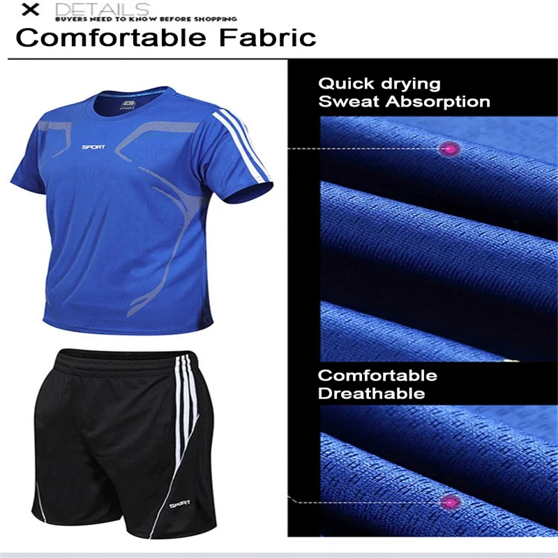 

Summer T-shirt shorts men's sportswear brand sportswear quick-drying running suits sports running fitness clothes
