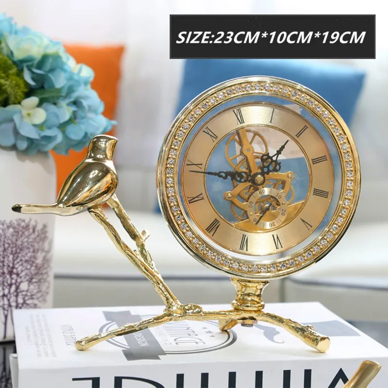 Настольные часы для украшения дома металлические винтажные с птицами Новое
