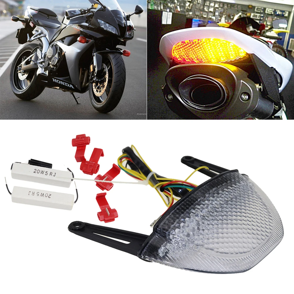 Clear Lens Для Honda CBR600RR CBR 600 RR 2007 2008 2009 2010 2011 2012 Дым Прозрачный задний фонарь стоп-сигнал встроенные Сигналы поворота светодиодный свет - Цвет: Clear Lens
