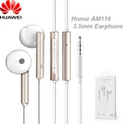Металлические наушники Huawei Honor AM116, фирменная гарнитура с микрофоном, регулировка звука, для Huawei P7P8P9LiteP10 Plus, Honor 5X6X, Mate 789