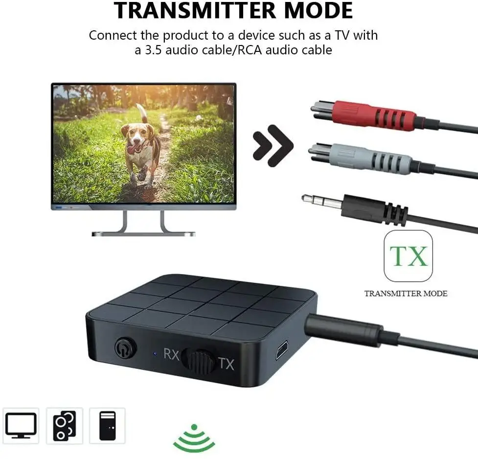 2-в-1 bluetooth-приемник аудиоприемник передатчик AUX RCA 3 5 мм разъем USB стерео
