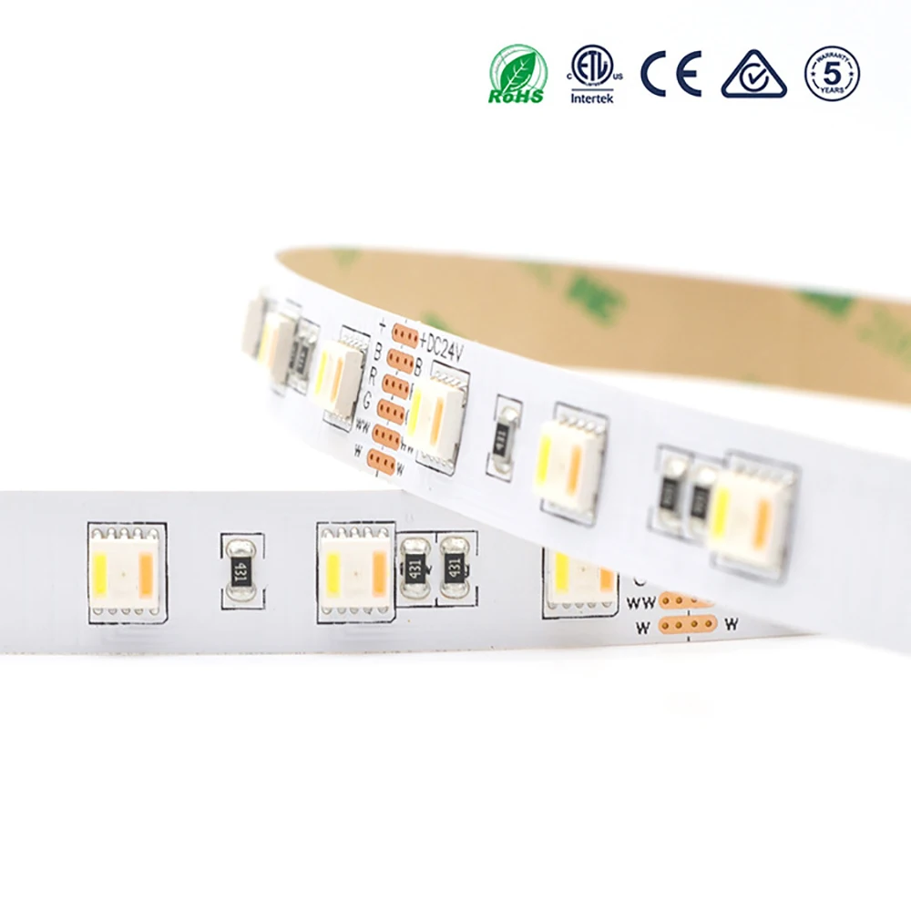 5050 SMD RGB + CCT гибкий Светодиодные ленты светильник 60led/m CW/RGB WW гибкие светодиодные