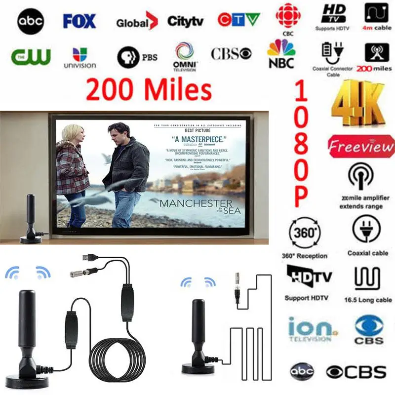 Цифровая ТВ антенна Kuulee 1080P 200 миль HD Skywire 4K|SmartTV-стики и тюнеры| |