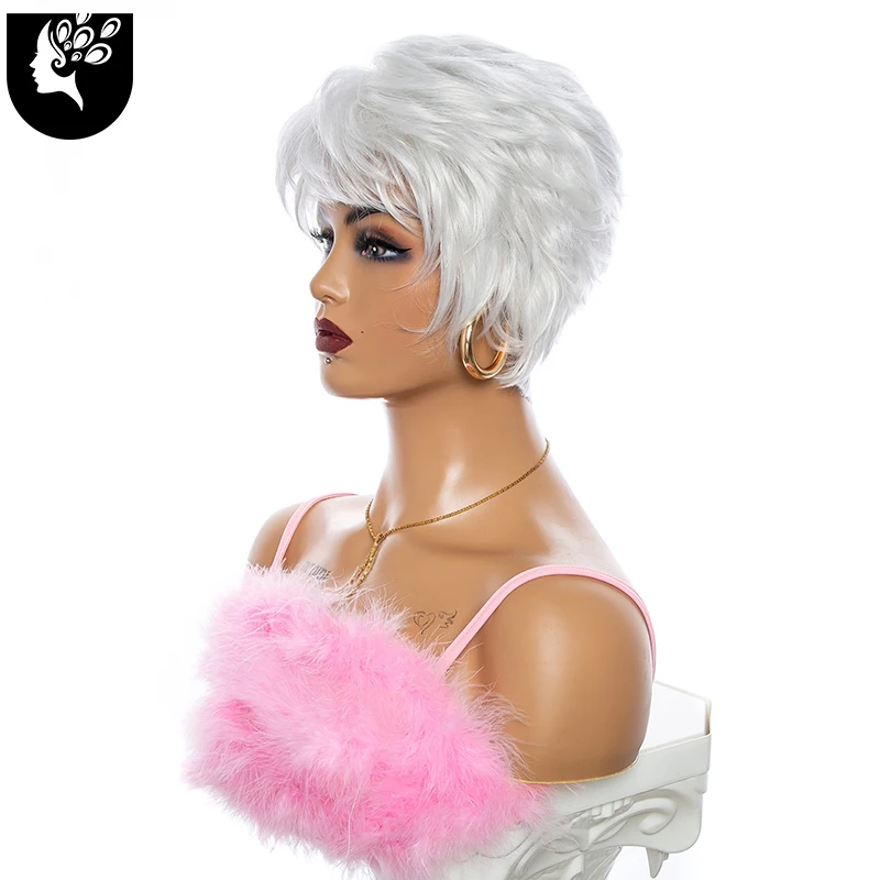 Короткие синтетические парики стрижка Пикси прямые волосы для белых женщин