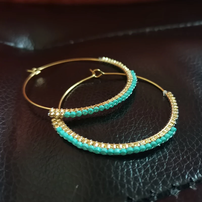 Чешские бусины в виде риса Серьги Ручной Красочные акриловые стеклянная бусина с