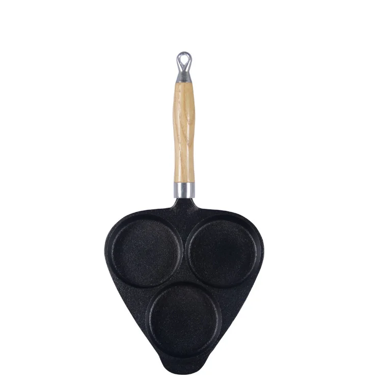 Non-stick pan cast iron omelette three-hole egg hamburger uncoated 2kg parcel mail c | Дом и сад