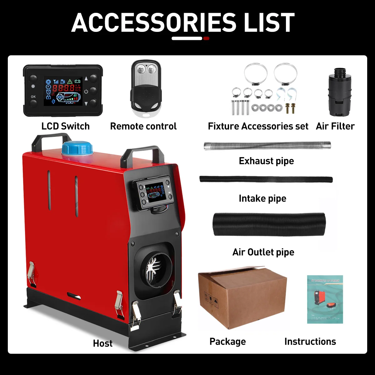 $91.36 Hcalory 2KW 8KW 12V All in One Car Heater Diesel Single Hole LCD Monitor Parking Warmer For Car Truck Bus Boat RV Air Heater