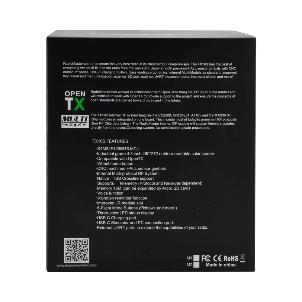 RadioMaster TX16S-transmisor de Radio TBS V2, Sensor Hall, Gimbals, 2,4G, 16 canales, OpenTX, sistema RF multiprotocolo para Dron RC-3