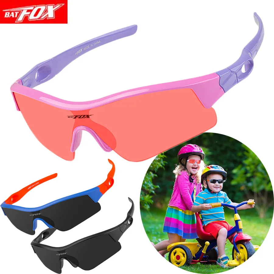 

BATFOX 2023 Kids Sunglasses Girls Children Bicycle Glasses Boys UV400 Lens Baby Sun glasses Cute Eyewear Shades Cycling Goggles