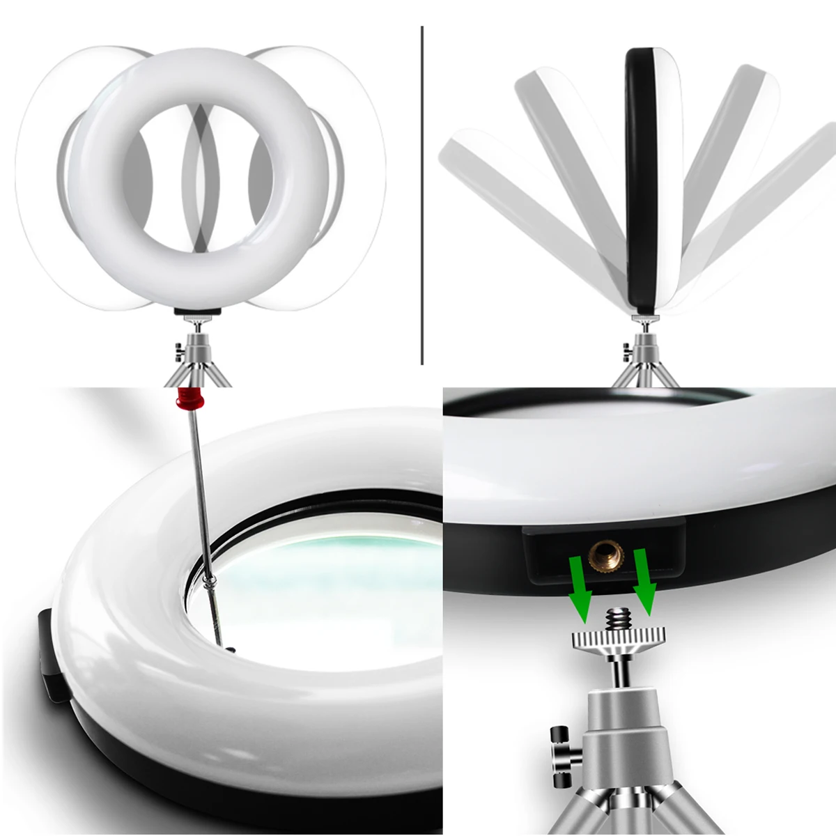 Светодиодный кольцевой светильник 4 в 1 столешница с регулируемой яркостью USB