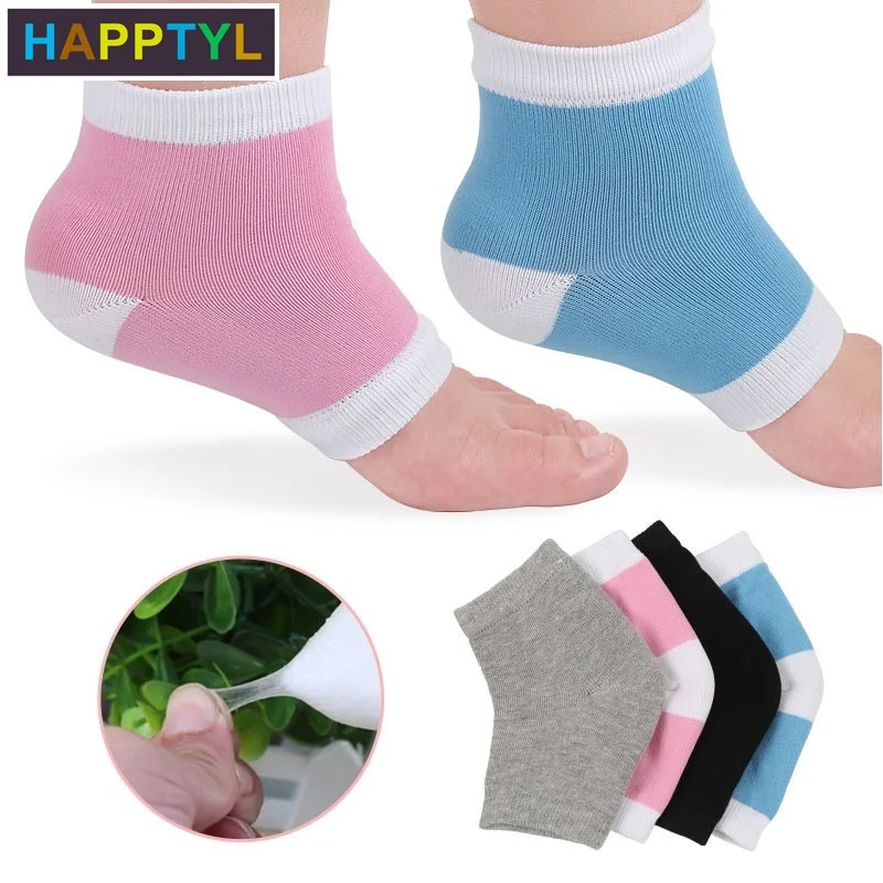 

HAPPTYL 1Pair Spa Moisturising Silicone Gel Heel Socks for Dry Hard Cracked Skin Moisturizing Open Toe Comfy Recovery Socks