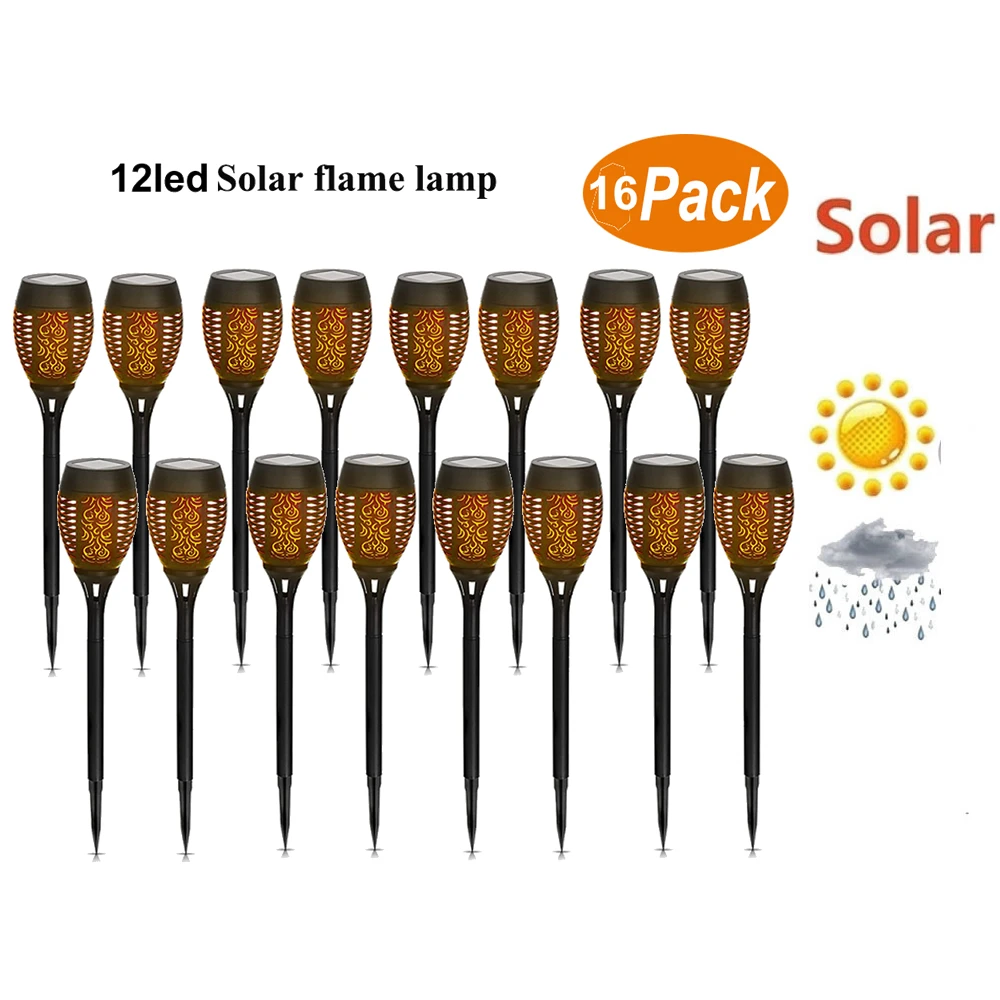 

2-16 pcs led Solar Flame Lights Outdoor IP65 Waterproof Led Solar Garden Light Flickering Torches Courtyard Decoration Lawn Lamp