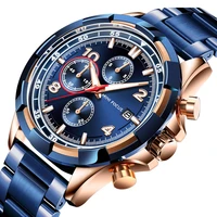 mini focus watch 0198 g fashion watches men wrist 2019 sports blue rose gold 3 dials luxury stainless steel luminous man watch
