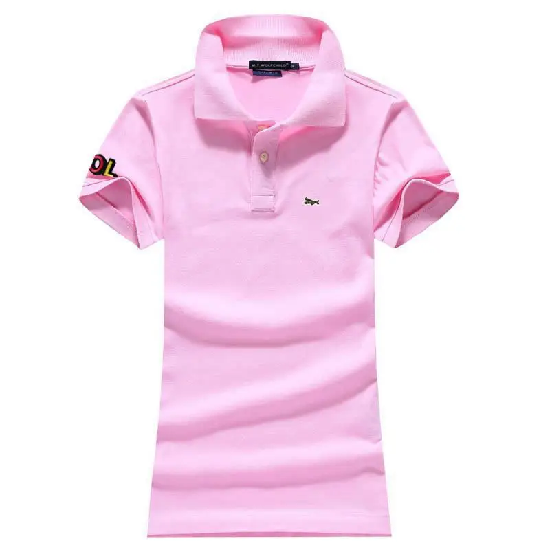 Женские футболки-поло из 100% хлопка с коротким рукавом брендовые облегающие топы