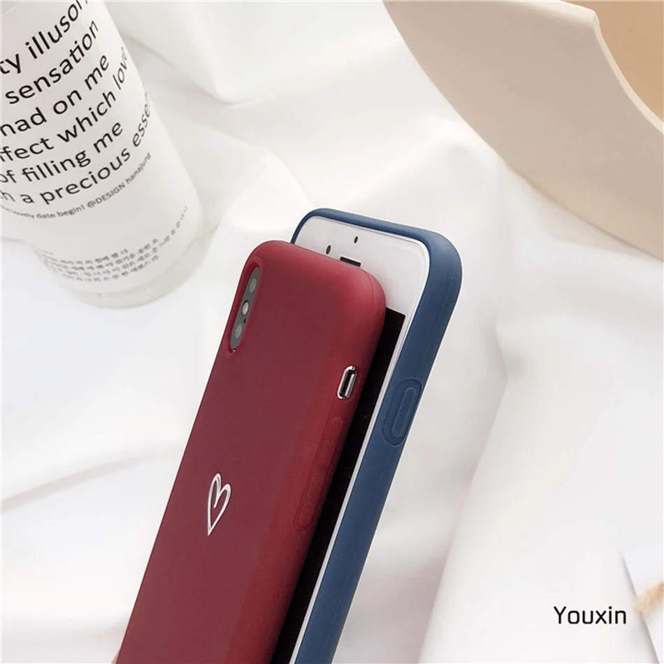 For Samsung S9 S8 S10 Plus Case Love Heart Print Back Cover Galaxy Note 9 8 Retro Lovely Pattern Matte Soft Cases |