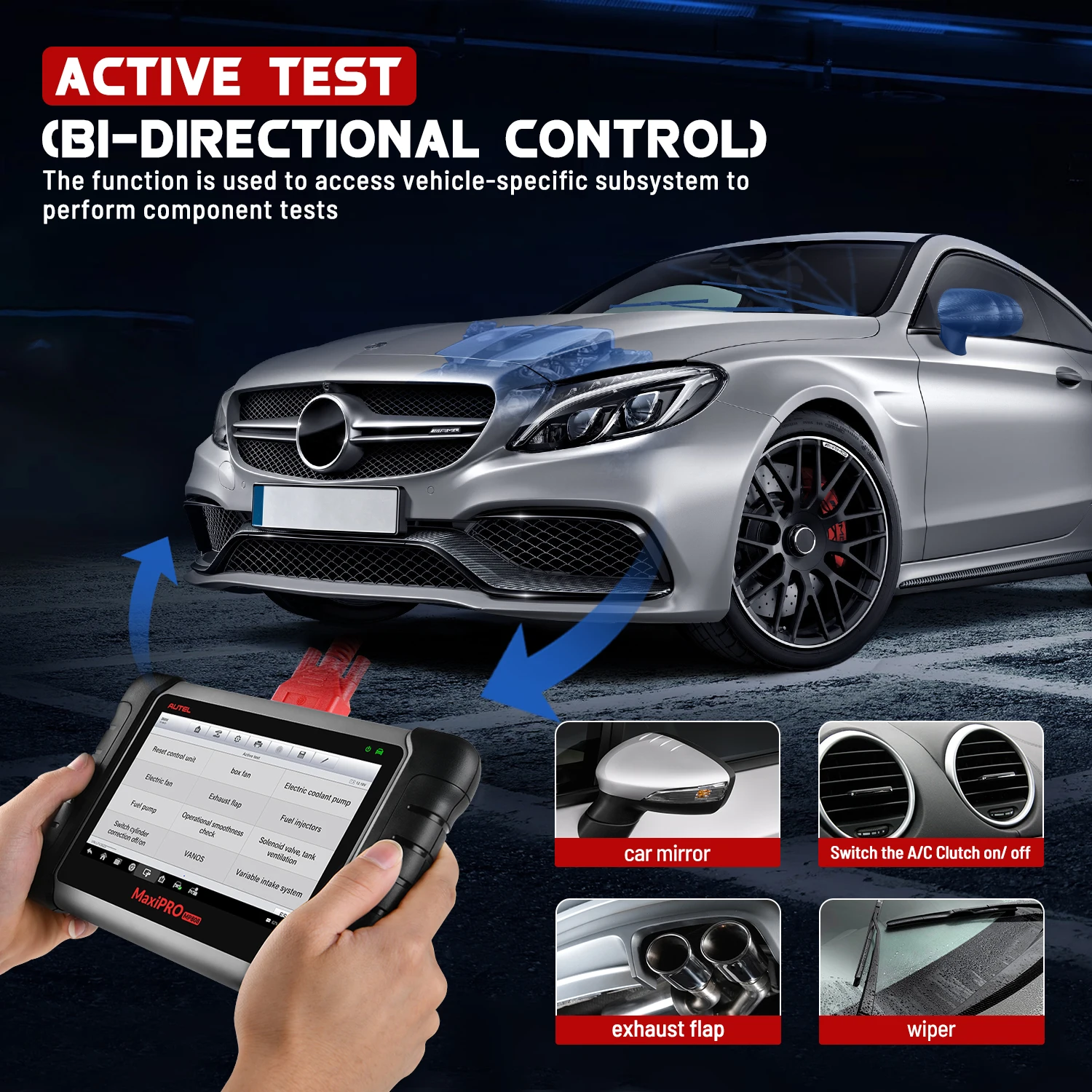 Диагностический сканер Autel MaxiPRO MP808BT OBD2 30 + услуг кодирование ЭБУ и активное