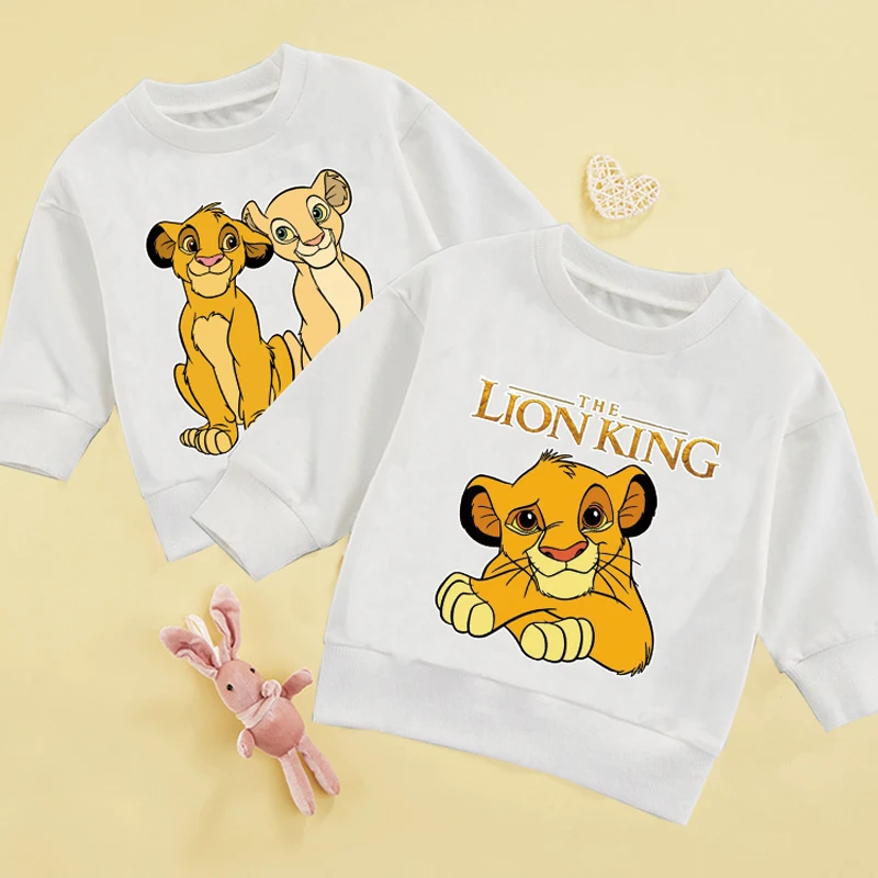 Новинка детская одежда Disney топ худи с мультяшным принтом льва короля Симбы