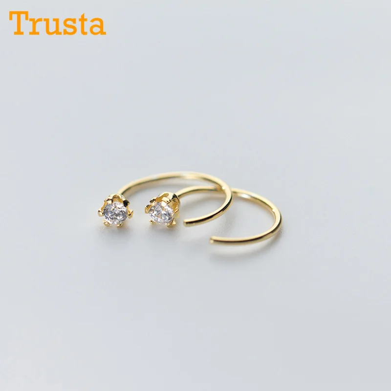 Женские серьги гвоздики из серебра 100% пробы с золотистым/серебристым