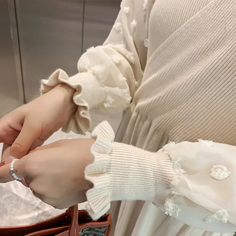 Одежда для беременных зимнее платье Плиссированное осеннее модное платье-свитер