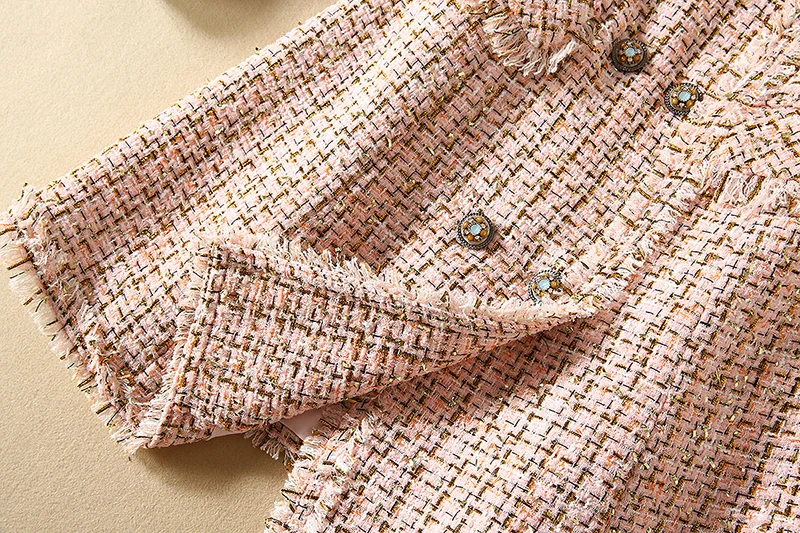 

MIUXIMAO High Quality 2019 Fall Dress Newest Office Lady Fashion Tassels Sleeveless Tweed Casual Dress Women Vestidos