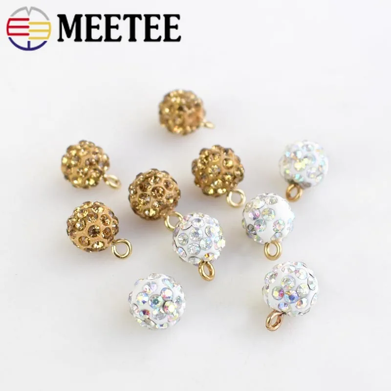 Meetee 50/100pcs 10mm Resin Pearl Rhinestone Button DIY Shirt Sweater Decorative Buckle Sewing Shank Accessories ZK818 | Дом и сад